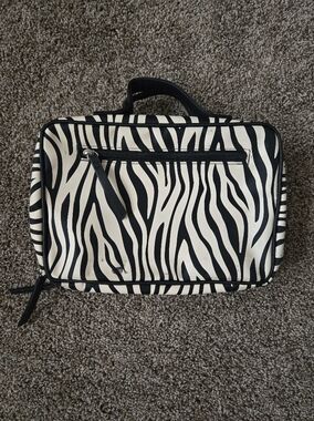 Zebra Print Travel Cosmetic Case - Black & White